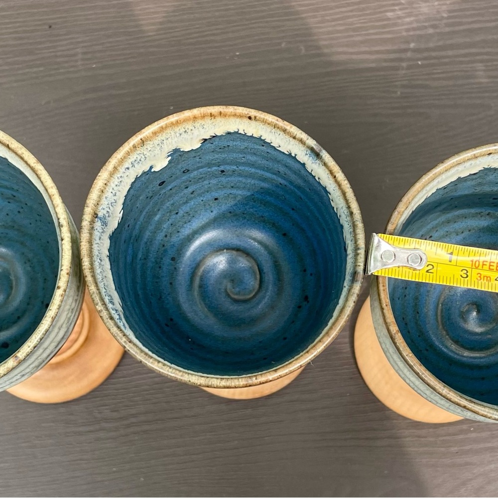 Handcrafted Ceramic Goblets with Wooden Stems - Picture 4 of 5